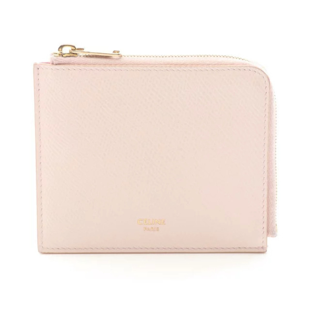 Celine L shaped zipper coin case Wallet leather pink